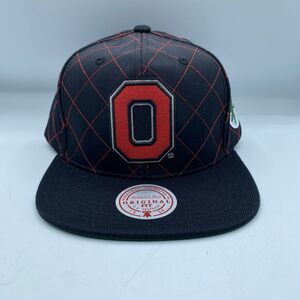 Ohio State Buckeyes Mitchell & Ness Hat OSFA Black Red Quilted Taslan Snapback